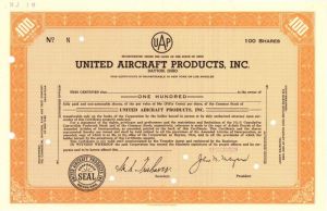 United Aircraft Products, Inc. - Specimen Stock