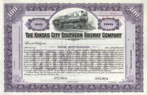 Kansas City Southern Railway Co. - Specimen Stock Certificate
