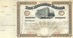 Missouri Pacific Railway Co. - Specimen Stock Certificate