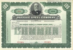 Passaic Steel Co. - Specimen Stock Certificate
