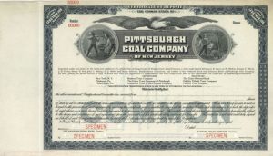 Pittsburgh Coal Co. of New Jersey - Specimen Stock Certificate