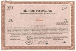 Alanthus Corporation - Specimen Bond