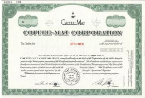 Coffee-Mat Corporation - Specimen Stock Certificate