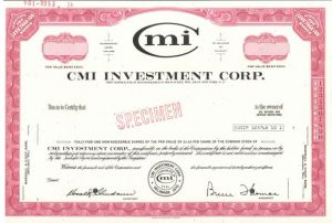 CMI Investment Corp. - Specimen Stock Certificate