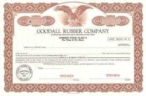 Goodall Rubber Co. - Specimen Stock Certificate