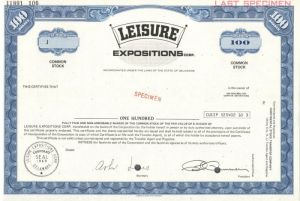 Leisure Expositions Corp. - Specimen Stock Certificate