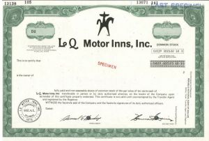 LQ Motor Inns, Inc. - Specimen Stock Certificate