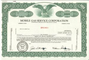 Mobile Gas Service Corporation - Specimen Stock Certificate