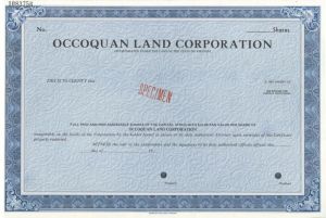 Occoquan Land Corporation - Specimen Stock Certificate