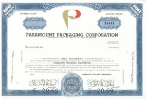 Paramount Packaging Corporation - Specimen Stock Certificate