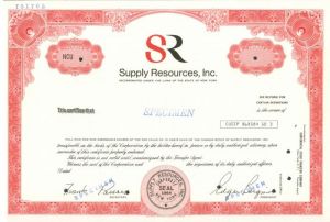 Supply Resources, Inc. - Specimen Stock Certificate