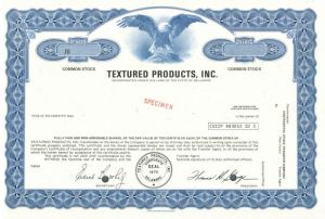 Textured Products, Inc. - Specimen Stock Certificate
