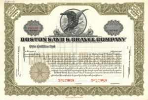 Boston Sand and Gravel Co. - Specimen Stock Certificate