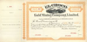 El Choco Gold Mining Company, Limited - Specimen Stock