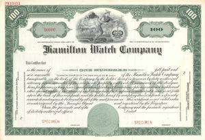 Hamilton Watch Co. - Specimen Stock Certificate