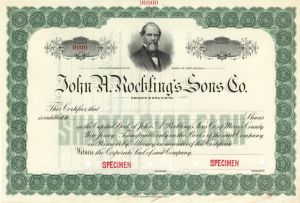 John A. Roebling's Sons Co. - Specimen Stock Certificate