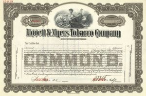 Liggett and Myers Tobacco Co. - Specimen Stock Certificate