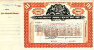 Pope Manufacturing Co. - Specimen Stock Certificate