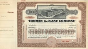 Thomas G. Plant Co. -  Specimen Stock Certificate