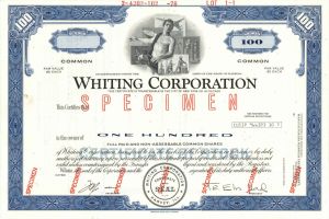 Whiting Corp. -  Specimen Stock Certificate