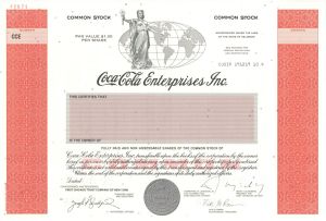 Coca-Cola Enterprises Inc. - Specimen Stocks and Bonds
