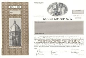 Gucci Group N.V. - Italian Luxury Fashion House - 1996 dated Specimen Stock Certificate