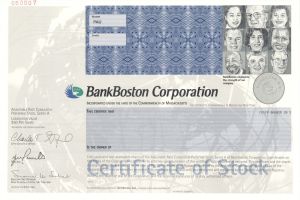 BankBoston Corp. - 1997 dated Specimen Stock Certificate - Brown Only Available