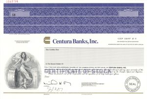 Centura Banks, Inc. - Specimen Stock Certificate
