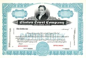 Clinton Trust Co. New York City - Specimen Stock Certificate