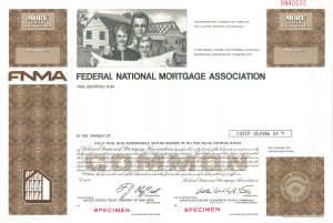 Fannie Mae or Federal National Mortgage Assoc. - Specimen Stock Certificate - Available in Brown or Green - Please Specify Color