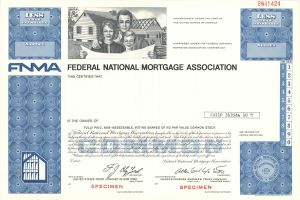 Federal National Mortgage Assoc. - Specimen Stock Certificate