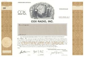 Cox Radio, Inc. - Specimen Stock Certificate