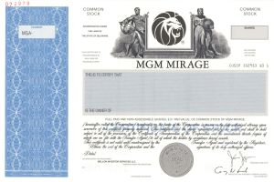 MGM Mirage - Specimen Stock Certificate