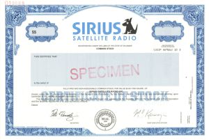 Sirius Satellite Radio - Specimen Stock Certificate