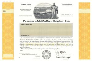 Freeport-McMoRan Sulphur Inc. - Specimen Stock Certificate