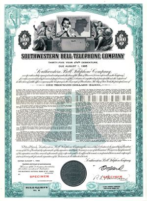 Southwestern Bell Telephone Co. - $1,000 Specimen Bond