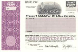 Freeport-McMoRan Oil and Gas Co. - Specimen Stock Certificate