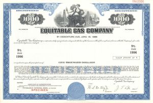 Equitable Gas Co. - $1,000 Specimen Bond