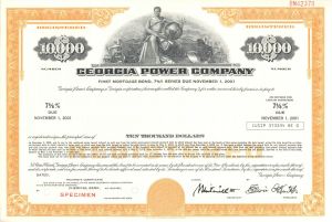 Georgia Power Co. - $10,000 Specimen Bond