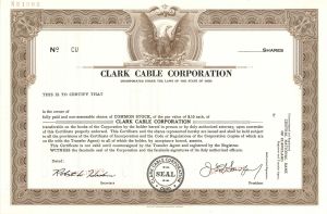 Clark Cable Corp. - Specimen Stock Certificate
