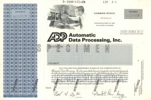 Automatic Data Processing, Inc. (ADP) -  Specimen Stock Certificate