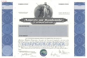 American Banknote Corp. -  1993 Specimen Stock Certificate