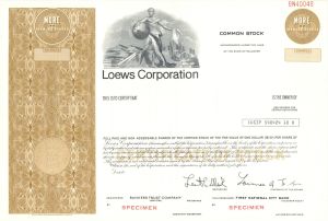 Loews Corp. -  1969 Specimen Stock Certificate