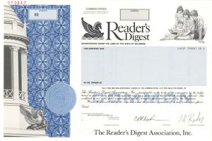 Reader's Digest -  2002 dated Specimen Stock Certificate - American General-Interest Family Magazine