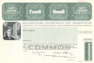 Aluminum Company of America -  1977  Specimen Stock Certificate