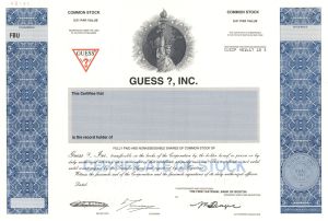 Guess ?, Inc. - 1997 dated Specimen Stock Certificate