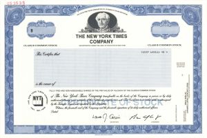 New York Times Co. - 5/11/1998 dated Specimen Stock Certificate