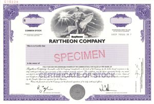 Raytheon Co. - dated 2004 Extremely Rare Specimen Stock Certificate - U.S. Defense Contractor & Industrial Corporation