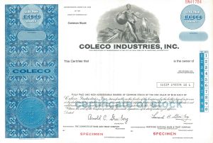 Coleco Industries, Inc. - Specimen Stock Certificate