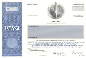Devry Inc. -  1996 Specimen Stock Certificate